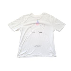 OYSHO Unicorn Graphic White Short Sleeve Crew Neck Cotton T-Shirt